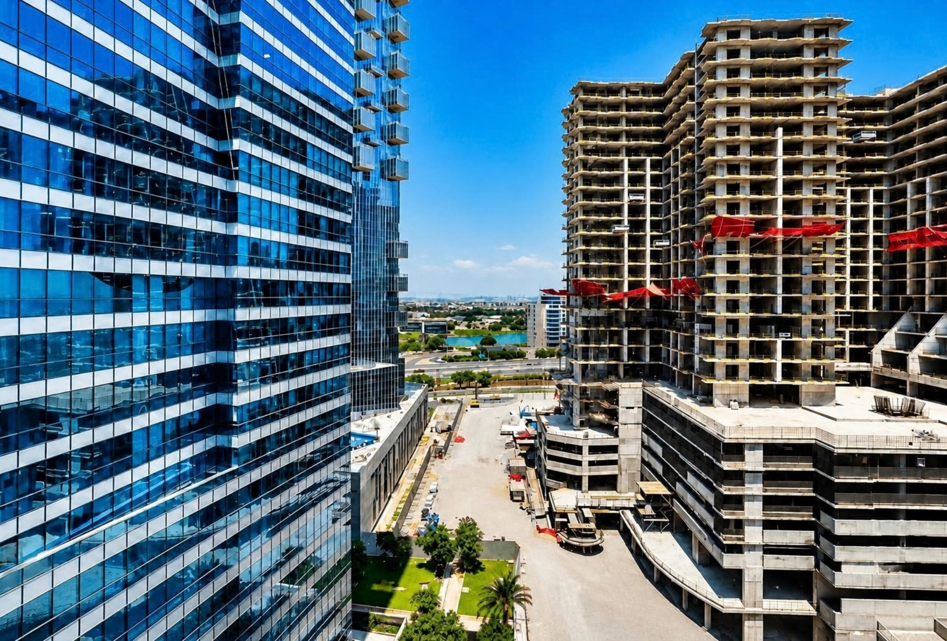 Community and landmark view from office in Jumeirah Bay X2, JLT