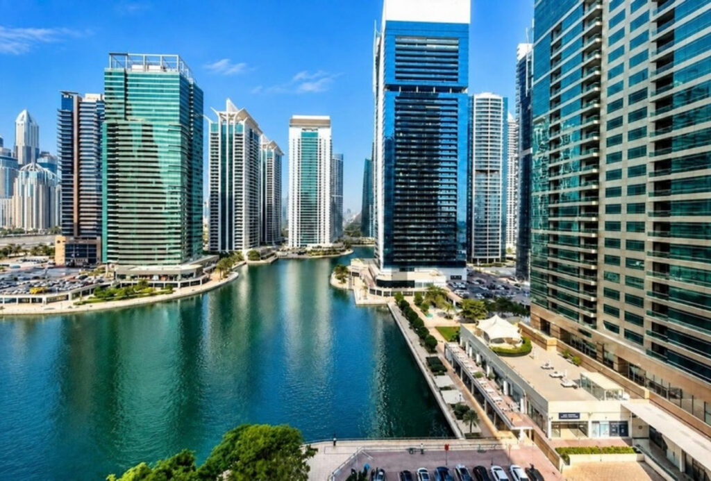 Jumeirah Lake Towers view from Tiffany Tower office