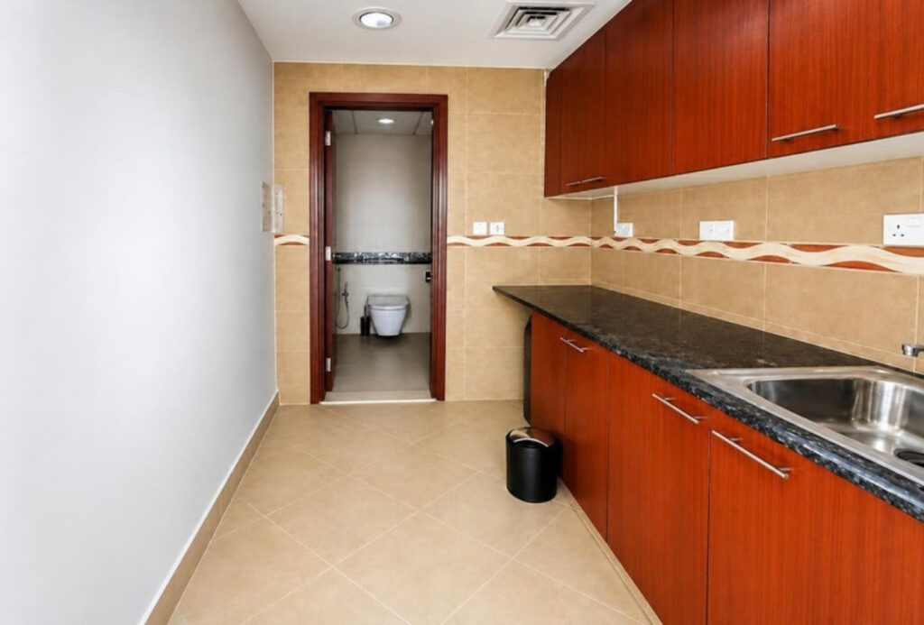 Pantry and washroom in Tiffany Tower JLT office