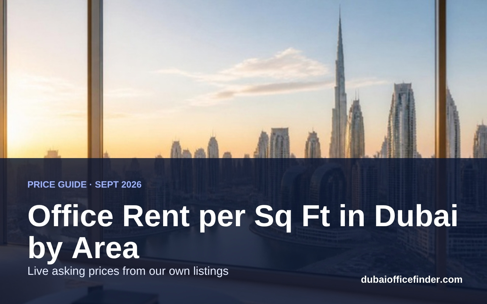 Office rent per sq ft Dubai by area, Dubai skyline cover