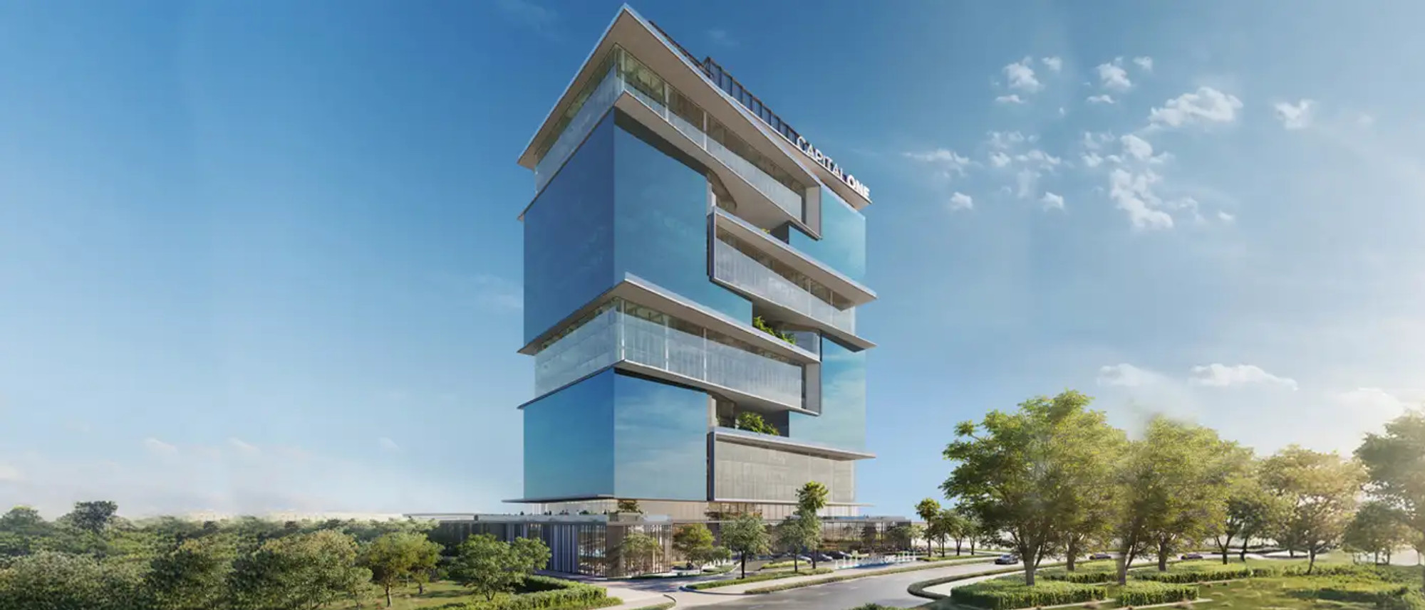 Capital One Motor City office tower exterior motor city, Dubai