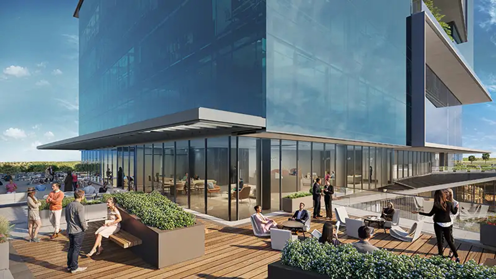 Capital One Motor City rooftop terrace podium, Dubai