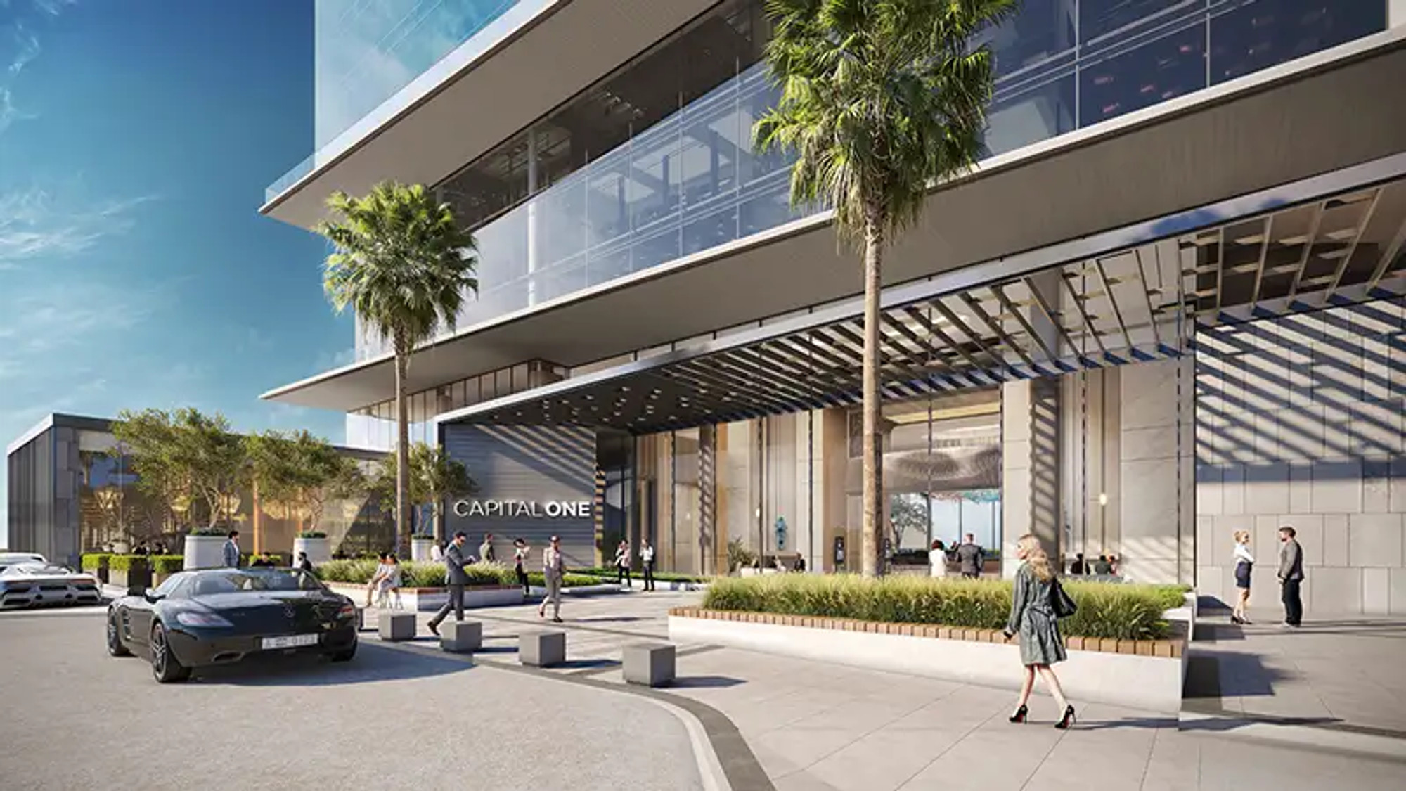 Capital One Motor City street level entrance, Dubai