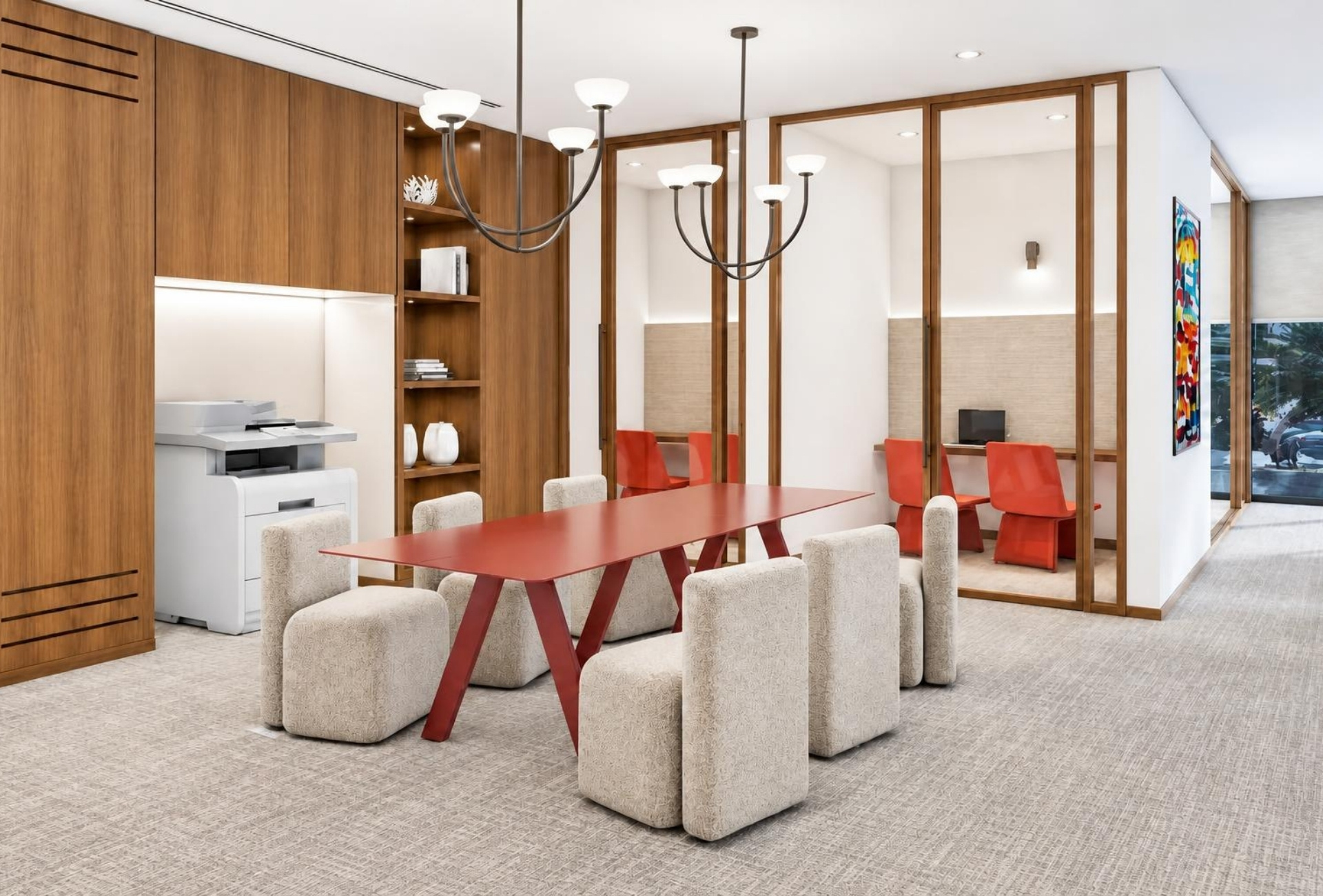 Meeting area with printer corner in Emaar Business Park office