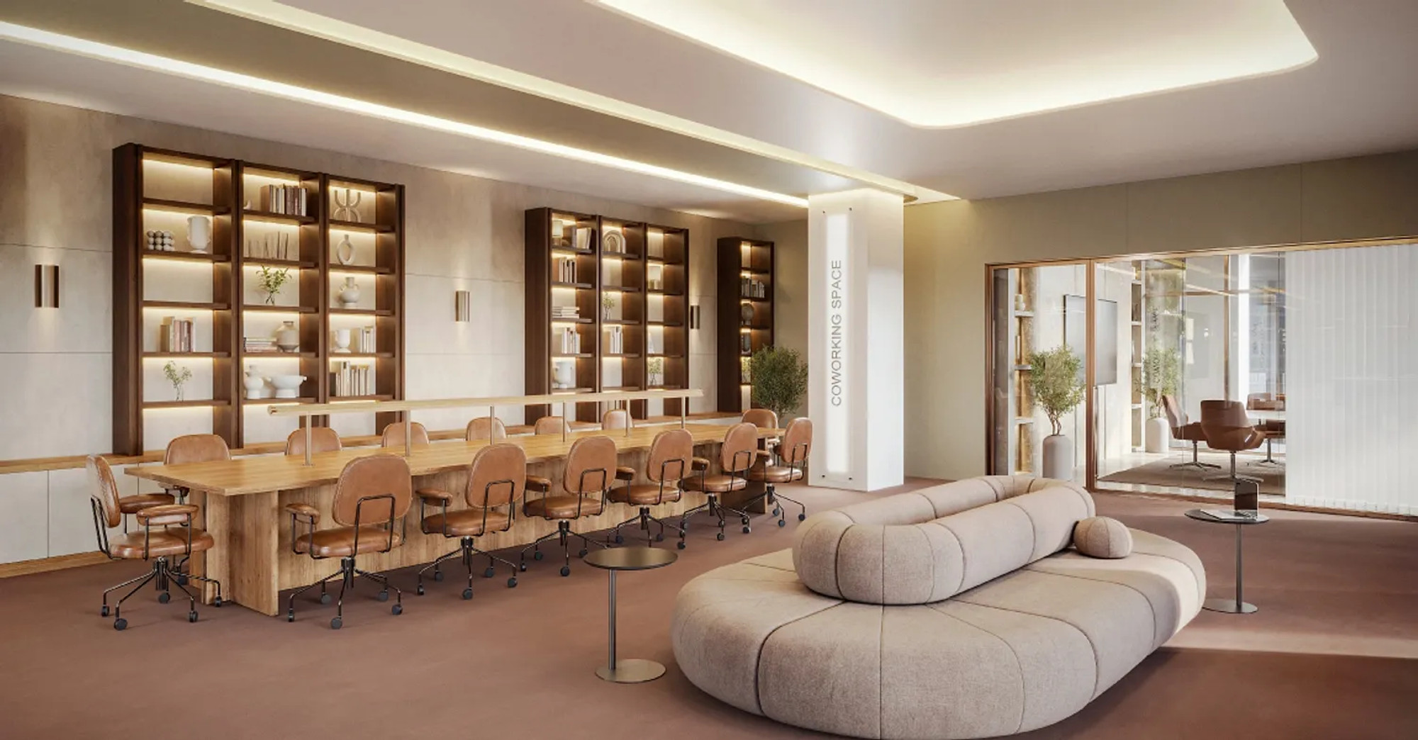 HQ by Arista Al Furjan coworking lounge area, Dubai