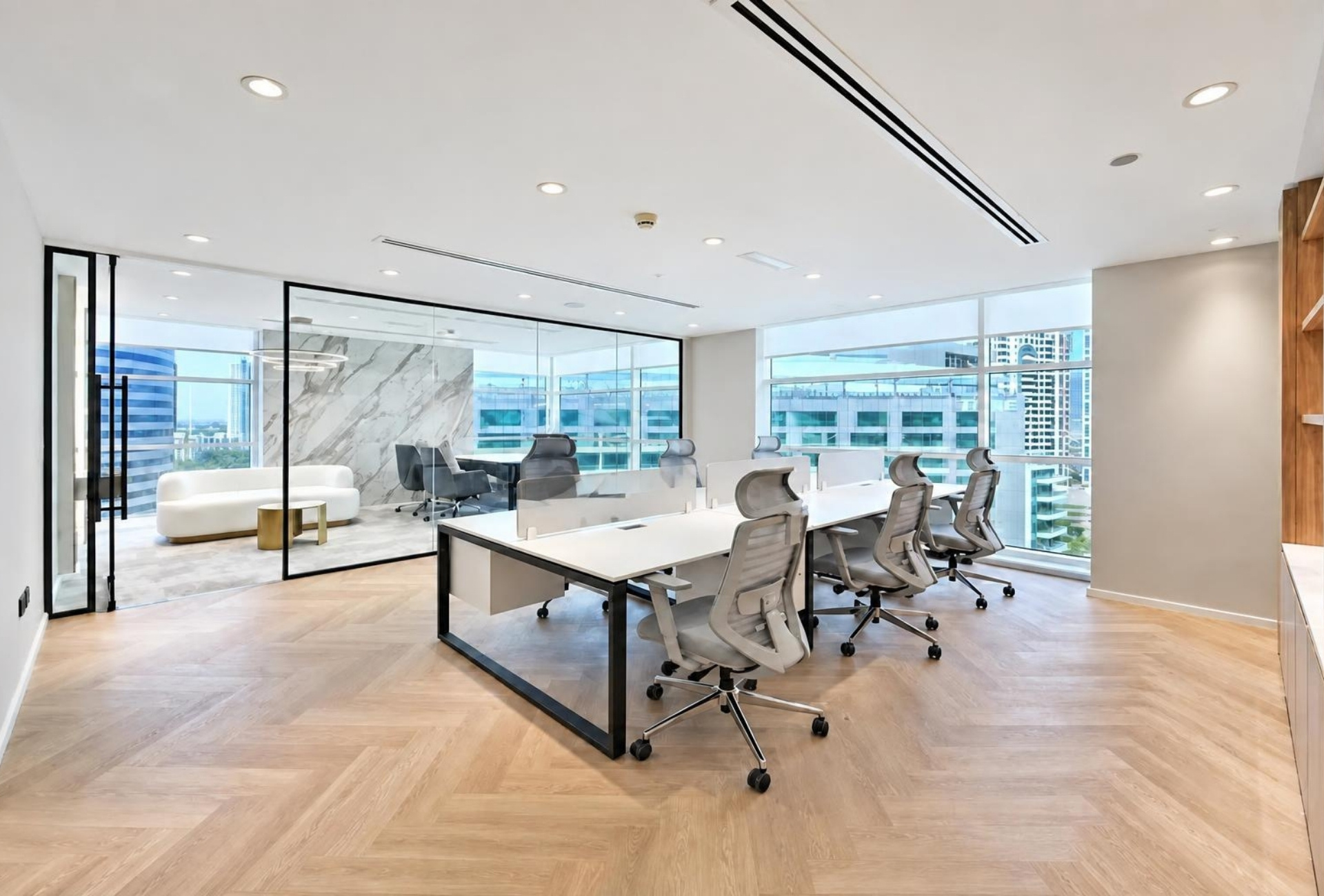 Open plan desks in the Magnum Opus Bay office