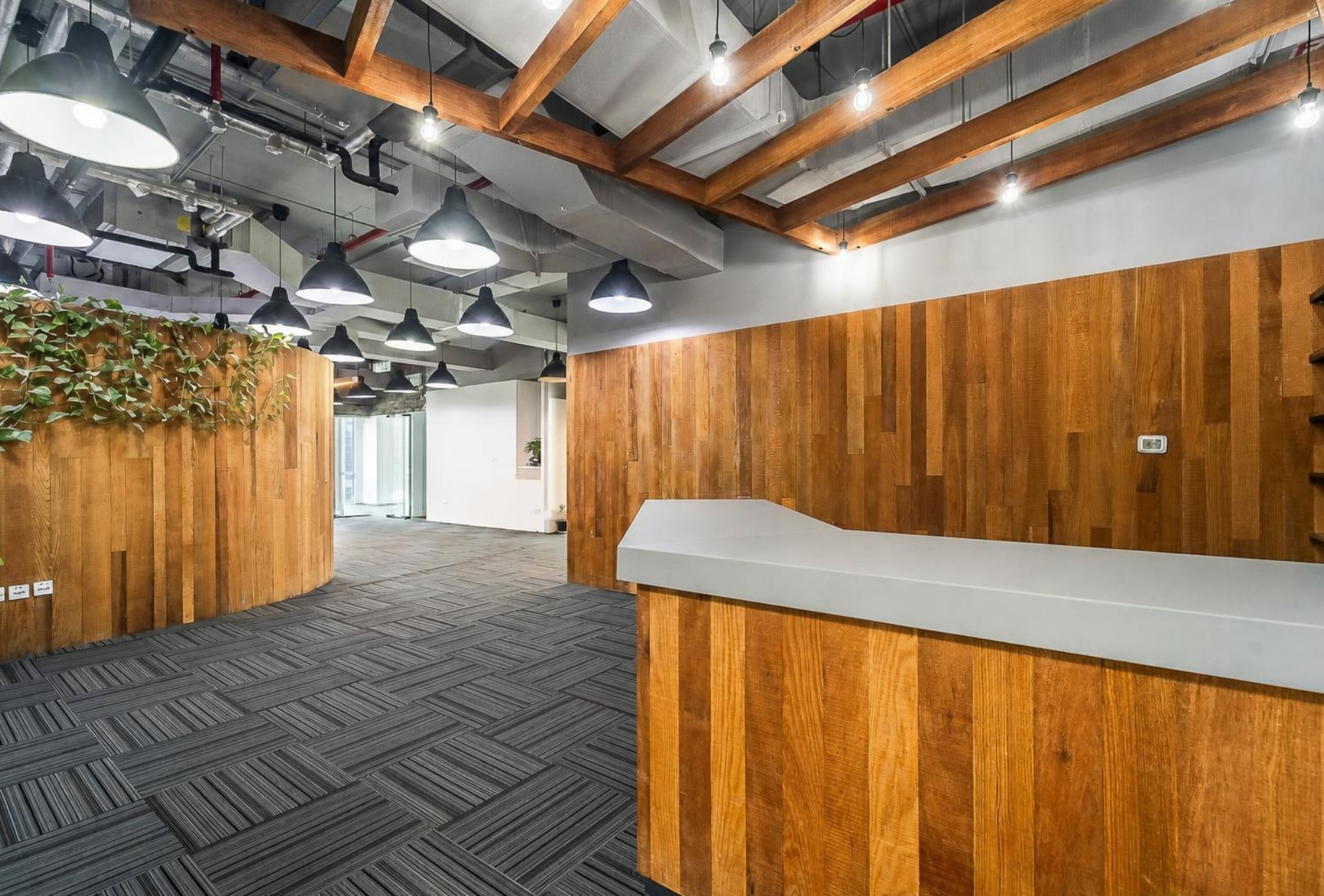 Reception area of 2,455 sq ft office for rent in Bay Square Building 6