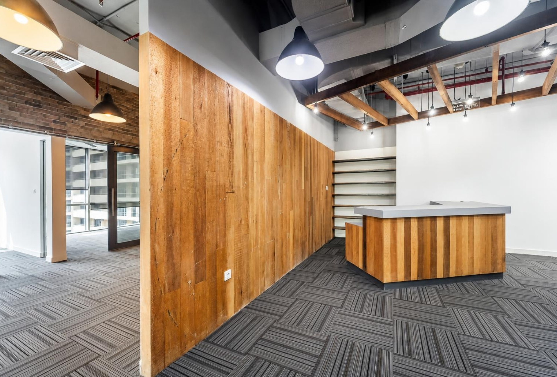 Open workspace with pantry counter in Bay Square Building 6