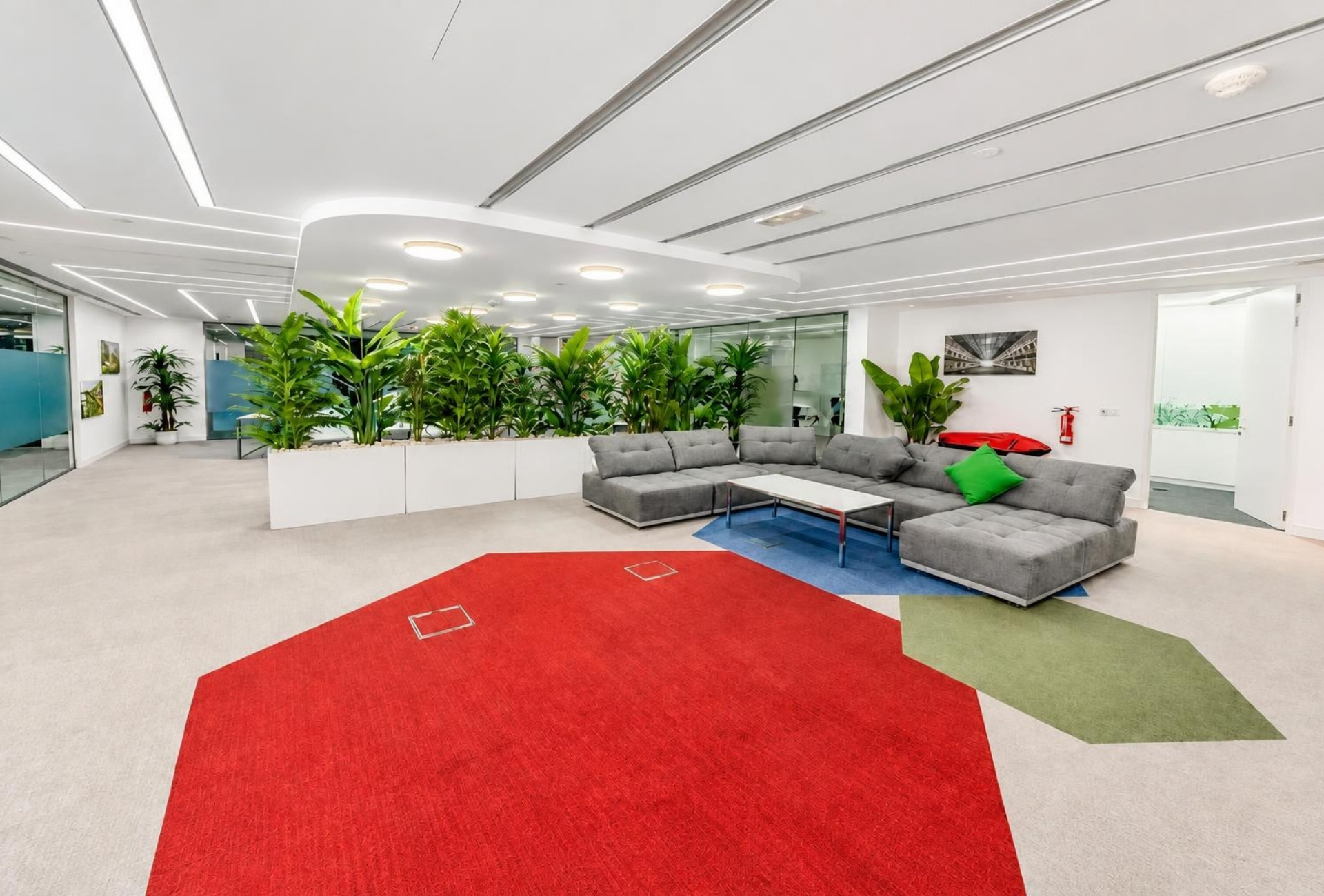 Seating and breakout area in Marina Plaza office