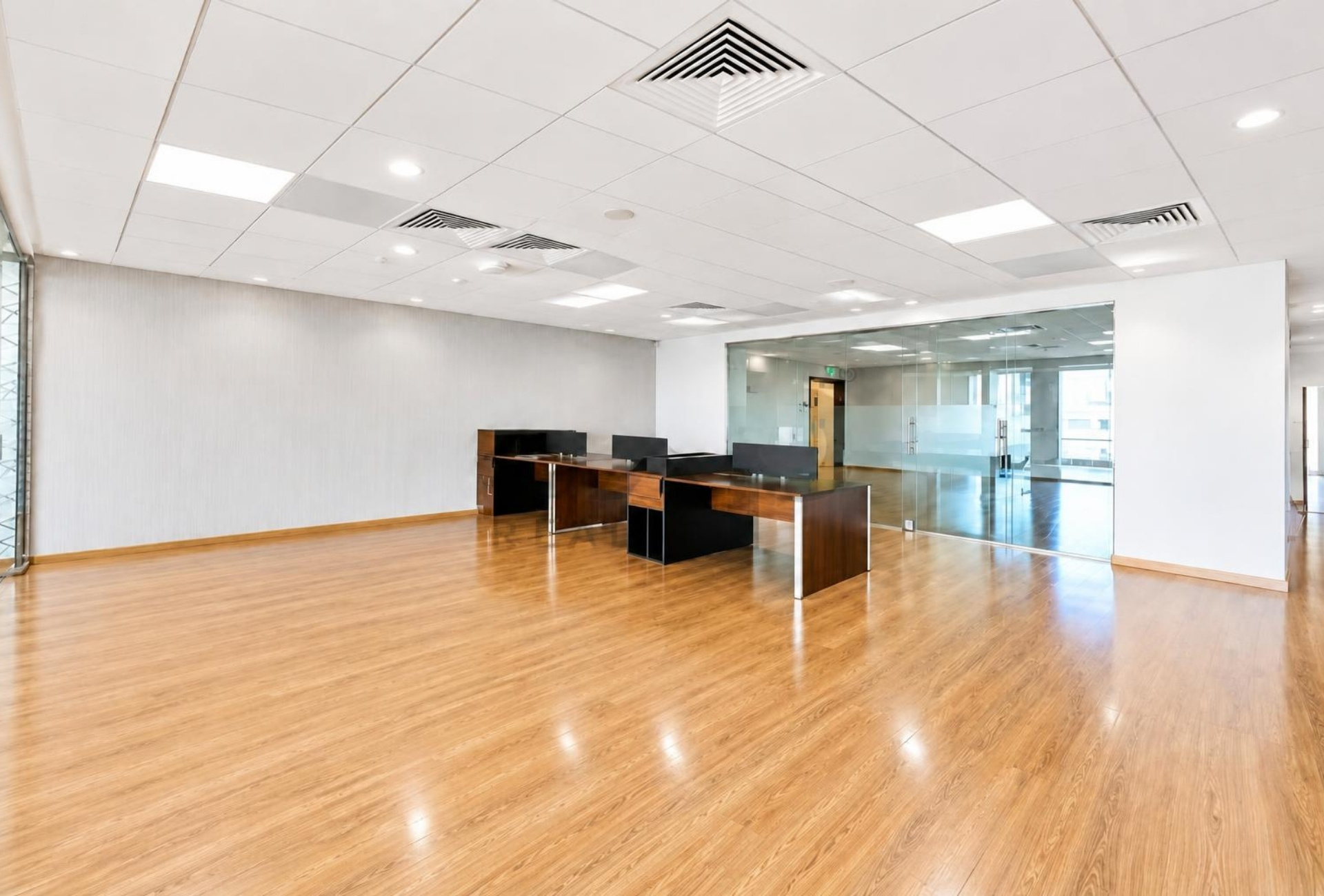 Office workstations and open floor in Rigga Business Center