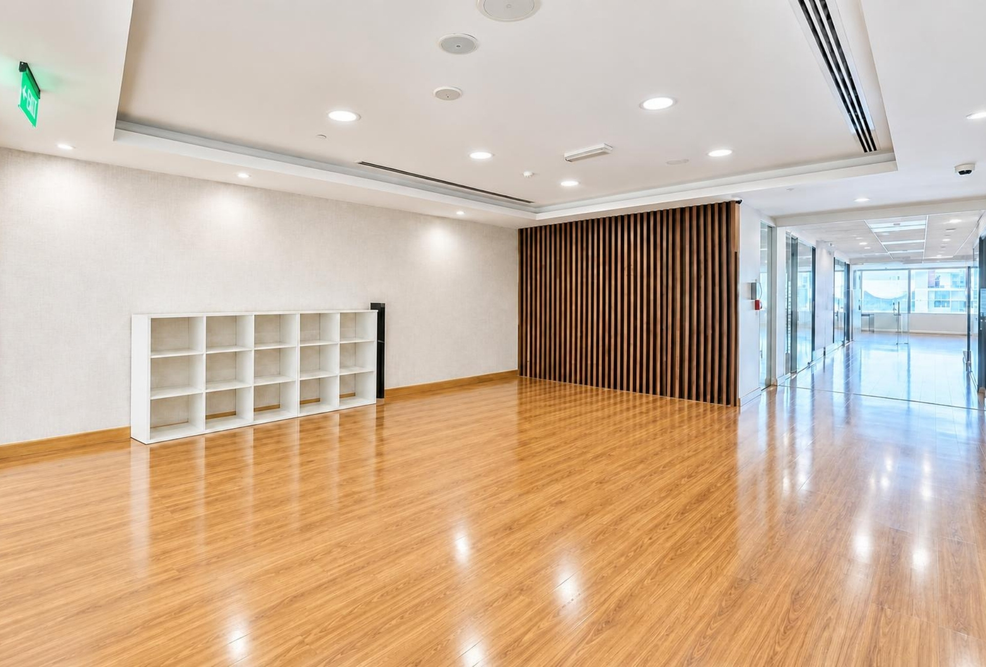 Open area with built-in shelving in office for rent in Rigga Business Center