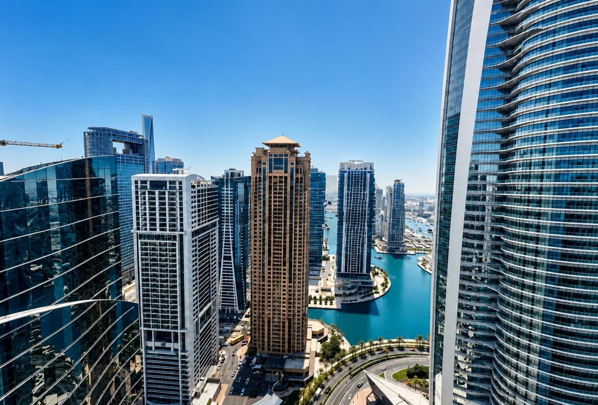 Lake and tower view from the Platinum Tower office, JLT