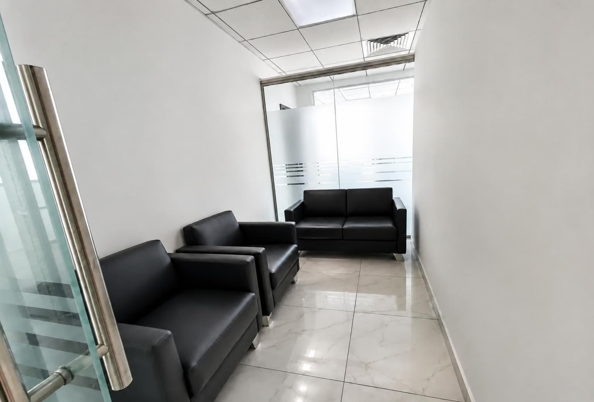 The Prism Business Bay waiting area